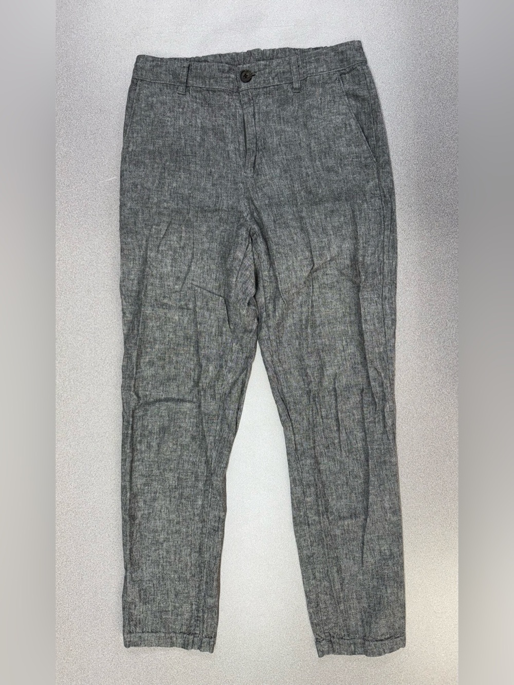 Uniqlo Gray Slim Business Casual Pants Office Workwear Linen Trouser Small